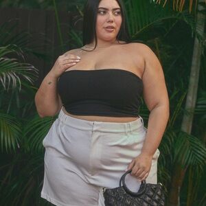 Klassy Network ribbed cropped tube top black